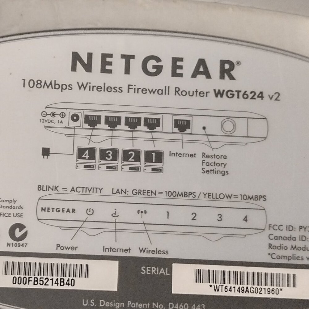 NETGEAR 108Mbps Wireless Firewall Router WGT624 v2 - Picture 2 of 3